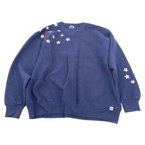 Vintage 1990s Russell Athletic Star Pullover Crewneck Sweatshirt XL Blue USA